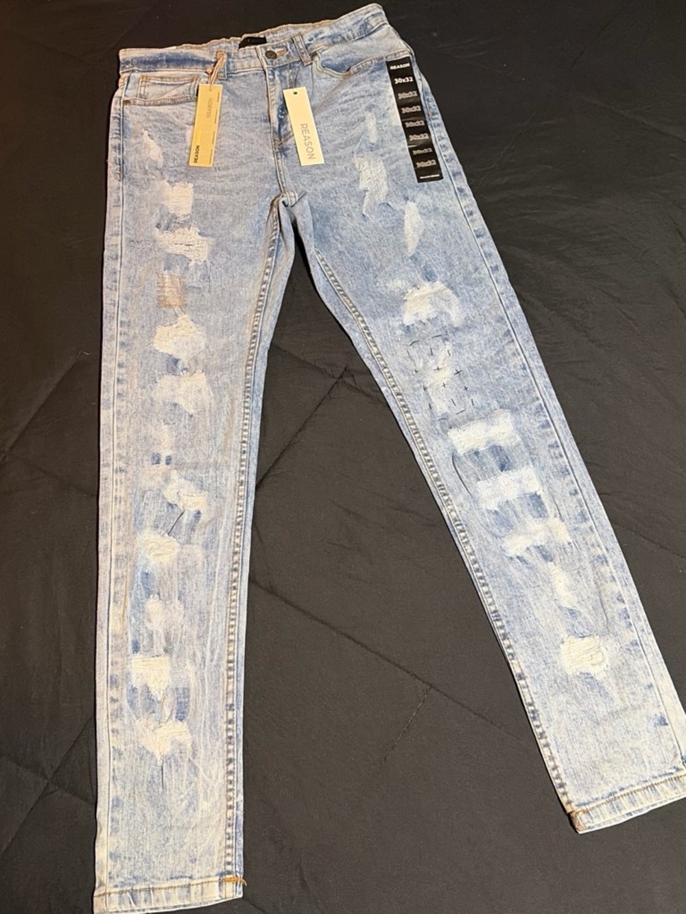 Reason Light Wash Distressed Skinny Jeans